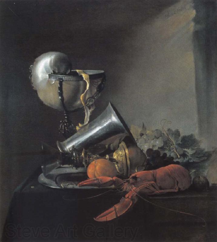 Jan Davidsz. de Heem Style life with Nautiluspokal and lobster Norge oil painting art